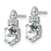 14K White Gold Polished Diamond and White Topaz Twisted Post Earrings